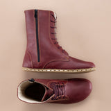 Men's Burgundy Barefoot High Ankle Boots From Atlantis Handmade Shoes
