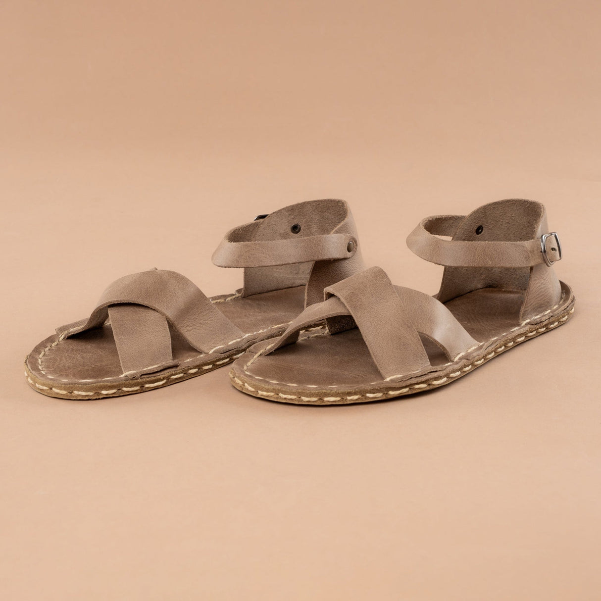 Tan Criss-Cross Barefoot Sandals from Atlantis Handmade Shoes