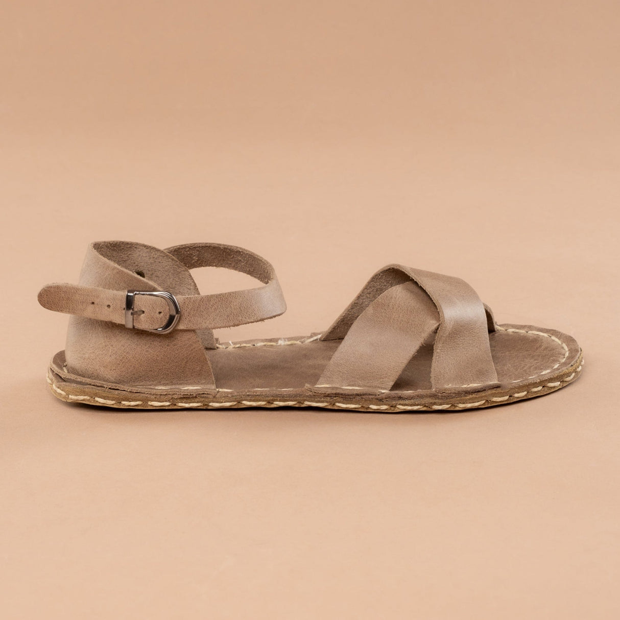 Tan Criss-Cross Barefoot Sandals from Atlantis Handmade Shoes