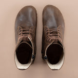 Men's Dark Brown Barefoot High Ankle Boots From Atlantis Handmade Shoes
