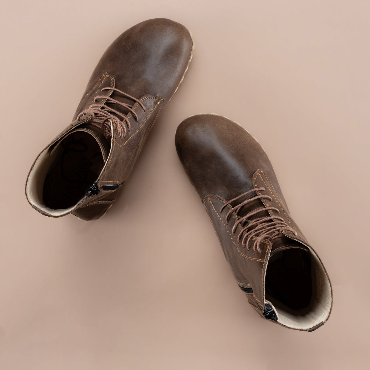 Men's Dark Brown Barefoot High Ankle Boots From Atlantis Handmade Shoes