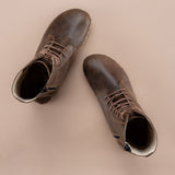 Men's Dark Brown Barefoot High Ankle Boots From Atlantis Handmade Shoes