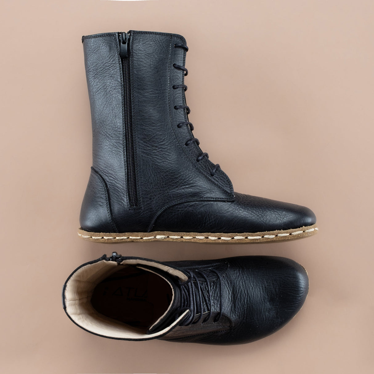 Men's Black Barefoot High Ankle Boots From Atlantis Handmade Shoes