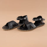 Black Criss-Cross Barefoot Sandals from Atlantis Handmade Shoes