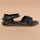 Black Criss-Cross Barefoot Sandals from Atlantis Handmade Shoes