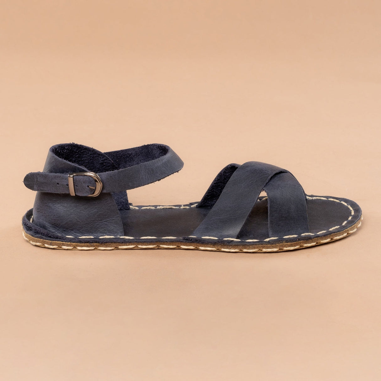 Blue Criss-Cross Barefoot Sandals from Atlantis Handmade Shoes