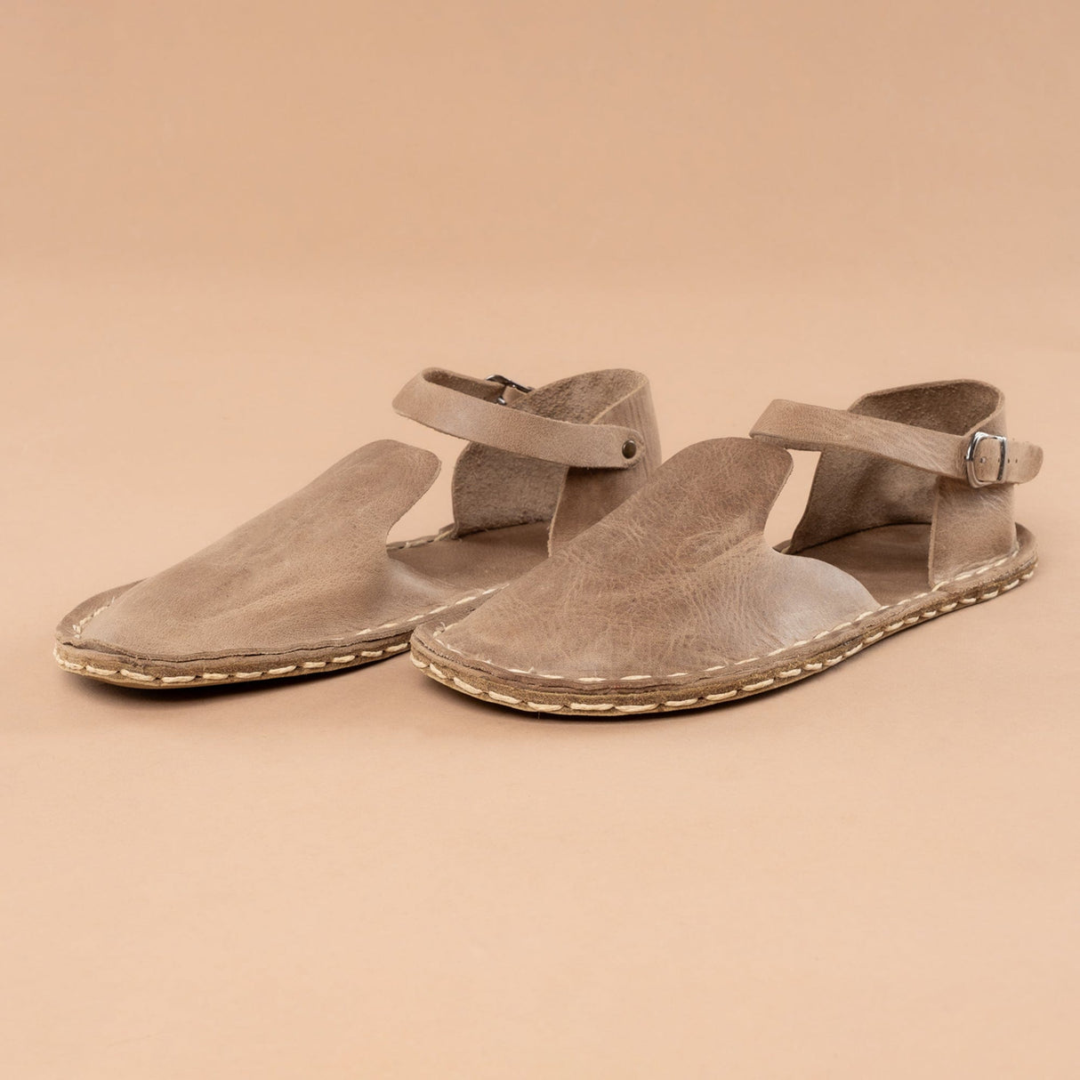 Tan Closed Toe Barefoot Sandals from Atlantis Handmade Shoes