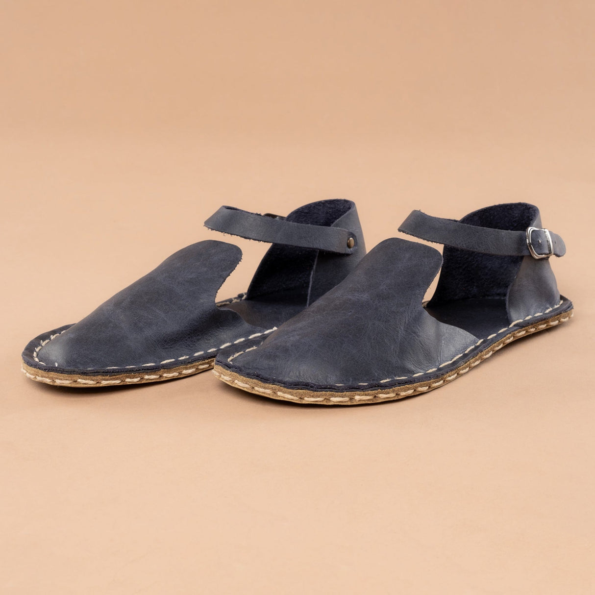Blue Closed Toe Barefoot Sandals from Atlantis Handmade Shoes