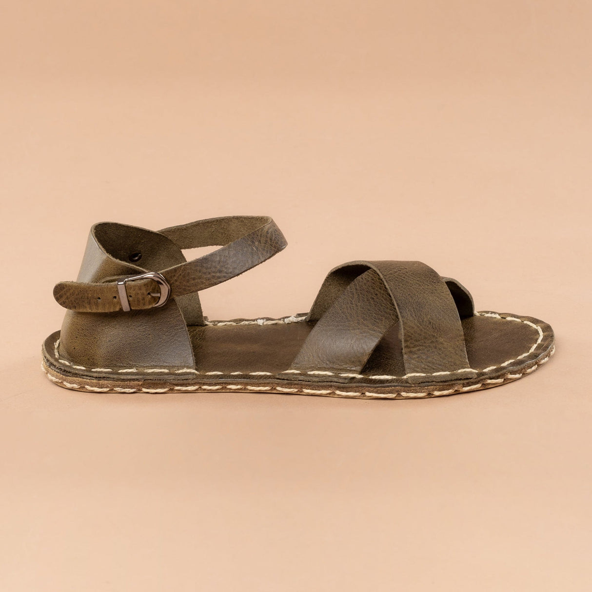 Green Criss-Cross Barefoot Sandals from Atlantis Handmade Shoes