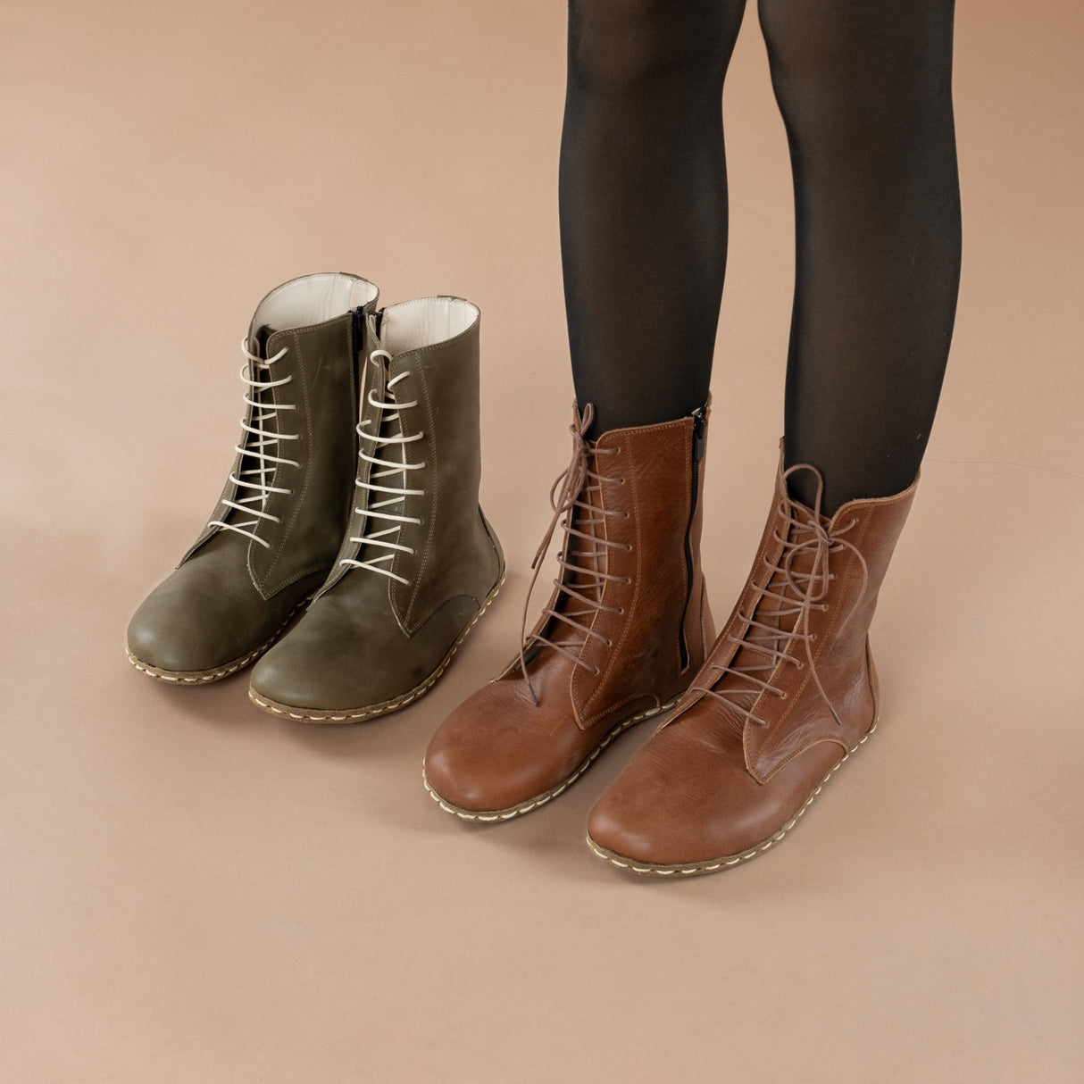 Men's Brown Barefoot High Ankle Boots From Atlantis Handmade Shoes