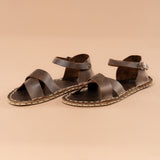 Coffee Criss-Cross Barefoot Sandals from Atlantis Handmade Shoes