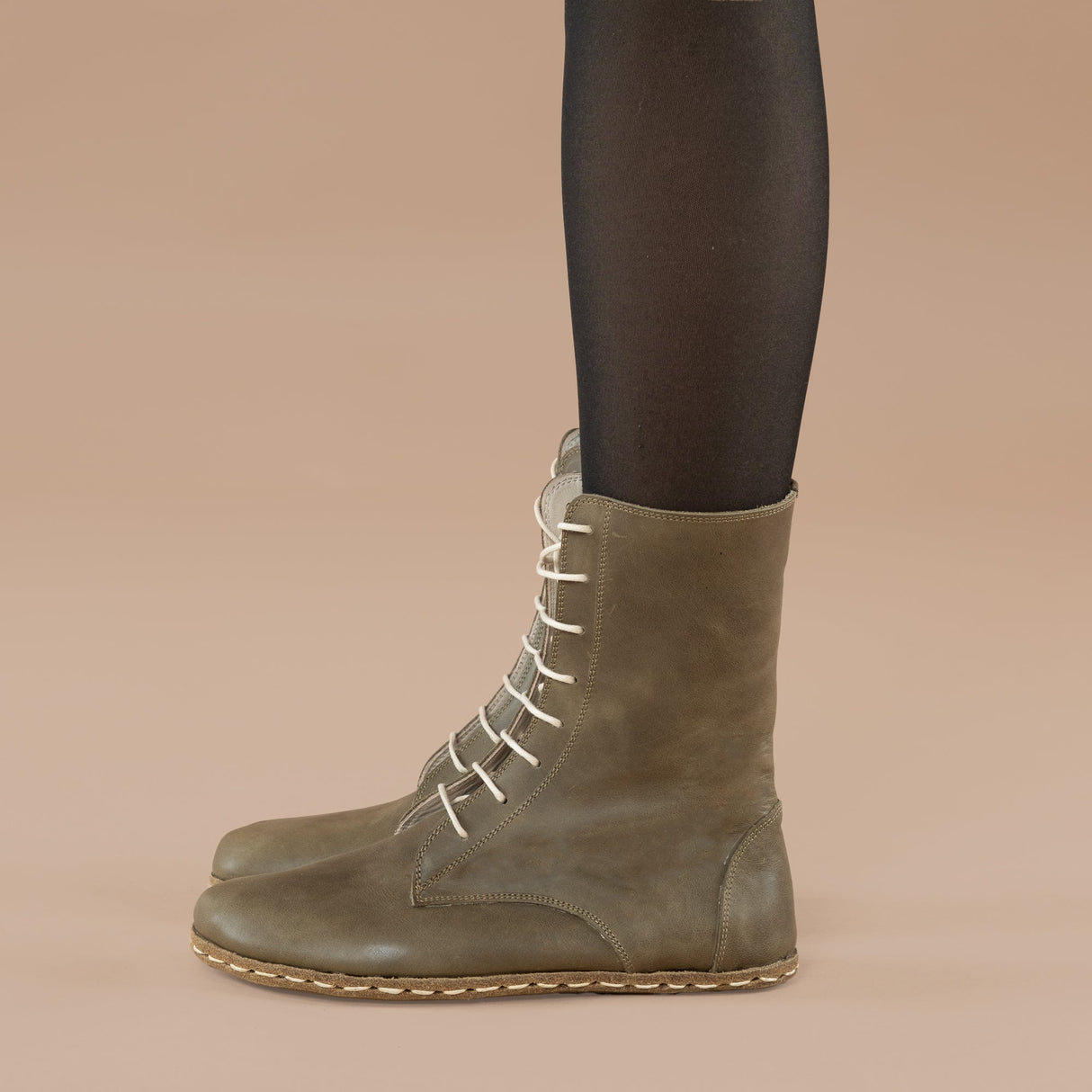 Men's Green Barefoot High Ankle Boots From Atlantis Handmade Shoes