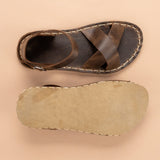 Coffee Criss-Cross Barefoot Sandals from Atlantis Handmade Shoes