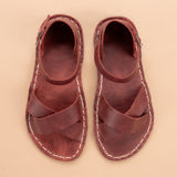 Red Criss-Cross Barefoot Sandals from Atlantis Handmade Shoes