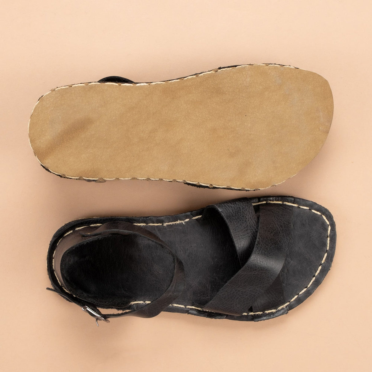Black Criss-Cross Barefoot Sandals from Atlantis Handmade Shoes