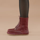 Men's Burgundy Barefoot High Ankle Boots From Atlantis Handmade Shoes