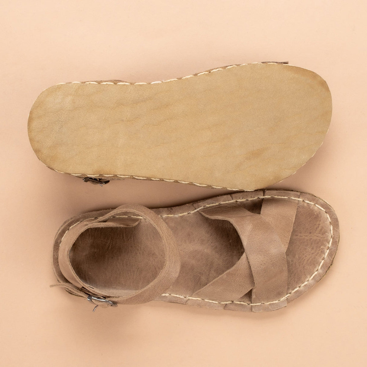 Tan Criss-Cross Barefoot Sandals from Atlantis Handmade Shoes