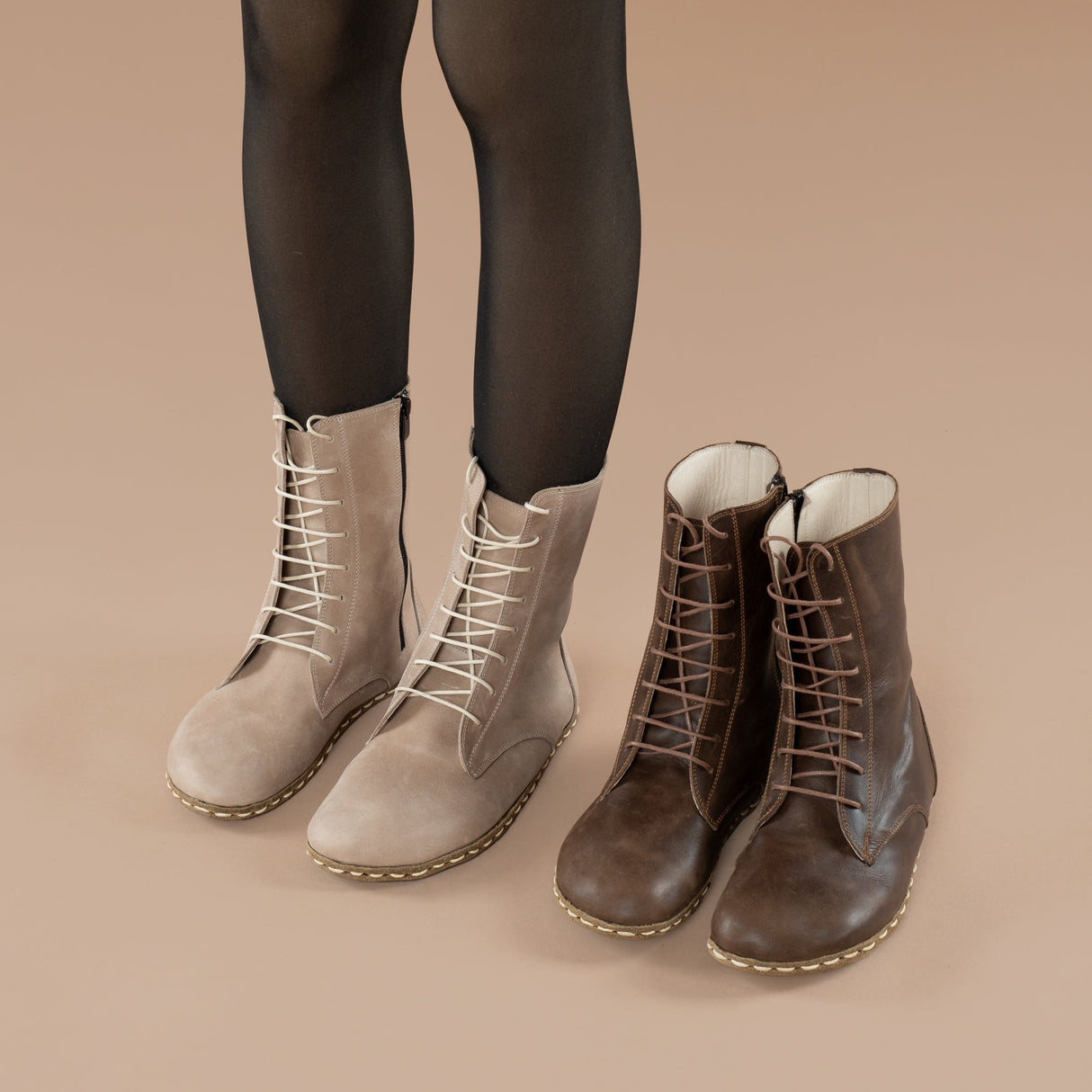 Men's Tan Barefoot High Ankle Boots from Atlantis Handmade Shoes