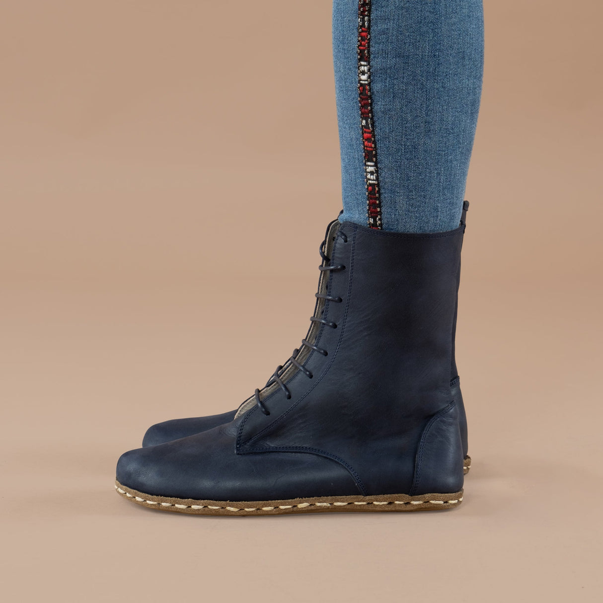 Men's Blue Barefoot High Ankle Boots From Atlantis Handmade Shoes