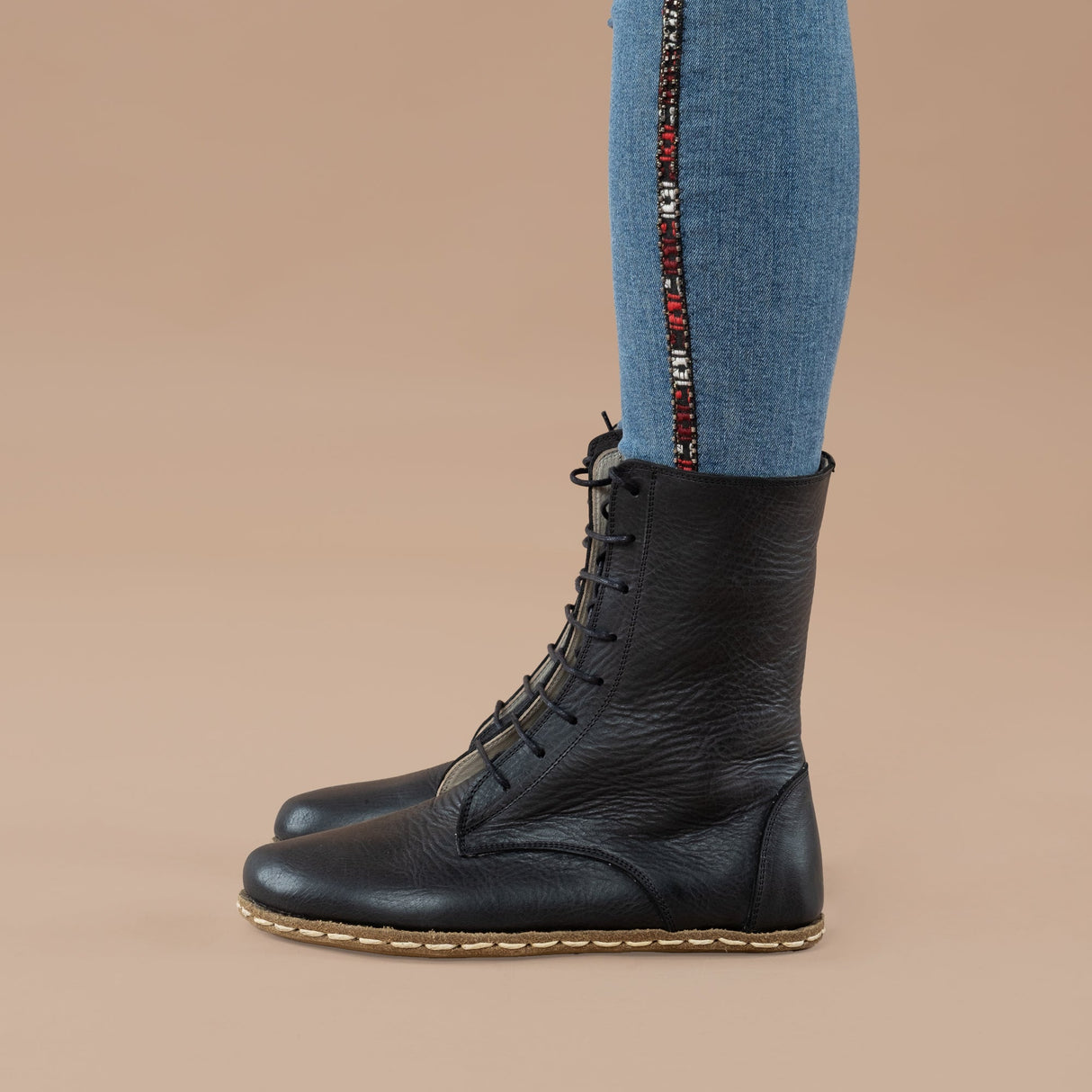 Men's Black Barefoot High Ankle Boots From Atlantis Handmade Shoes