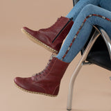 Women's Burgundy Barefoot High Ankle Boots from Atlantis Handmade Shoes