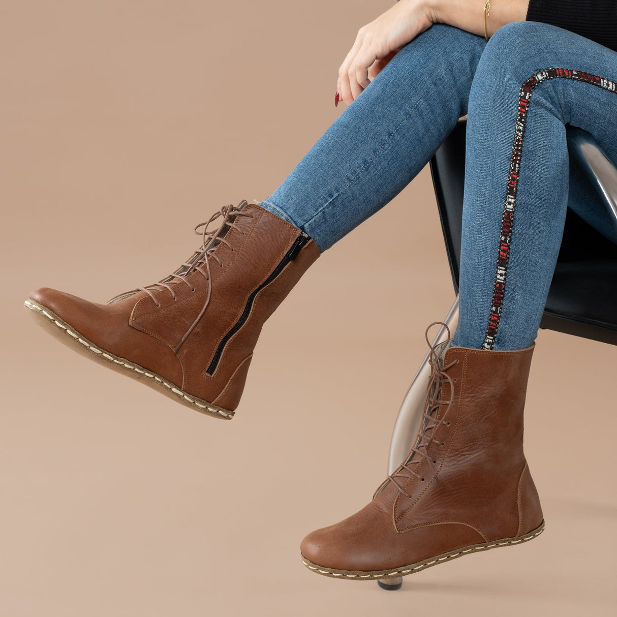 Men's Brown Barefoot High Ankle Boots From Atlantis Handmade Shoes