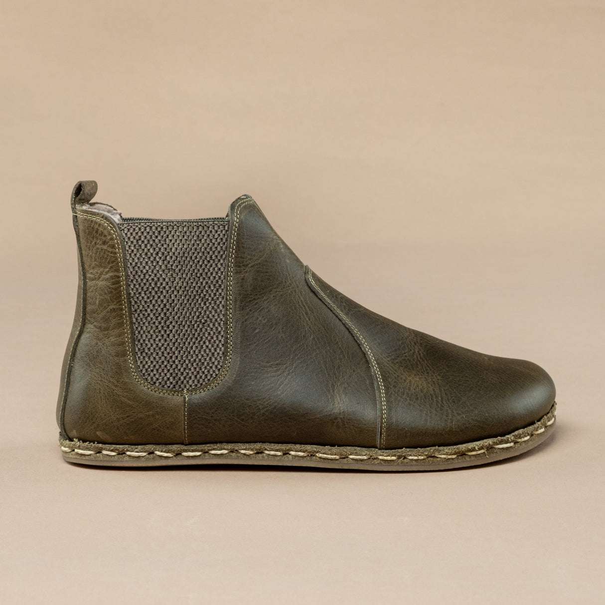 Men's Green Barefoot Chelsea Boots From Atlantis Handmade Shoes