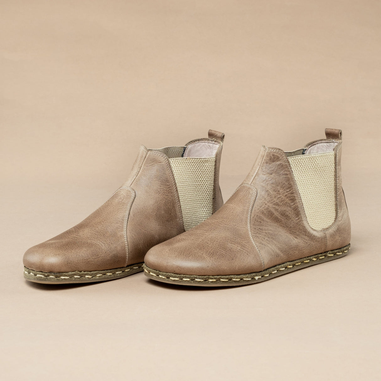 Men's Tan Barefoot Chelsea Boots from Atlantis Handmade Shoes