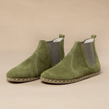 Women's Olive Barefoot Chelsea Boots from Atlantis Handmade Shoes