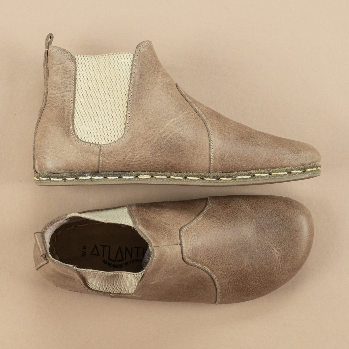 Men's Tan Barefoot Chelsea Boots from Atlantis Handmade Shoes