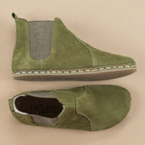Men's Olive Barefoot Chelsea Boots from Atlantis Handmade Shoes