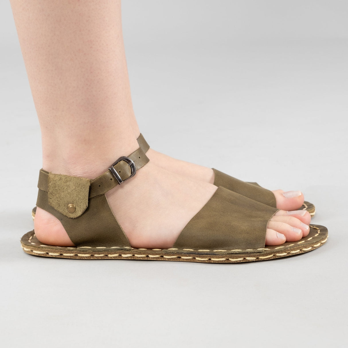 Green Opened Toe Barefoot Sandals from Atlantis Handmade Shoes