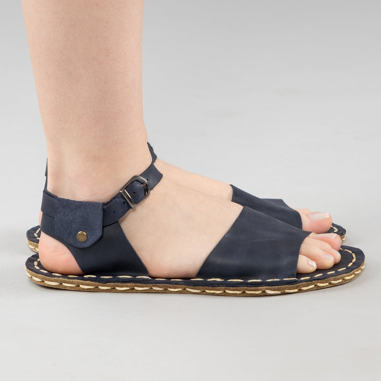 Blue Opened Toe Barefoot Sandals from Atlantis Handmade Shoes