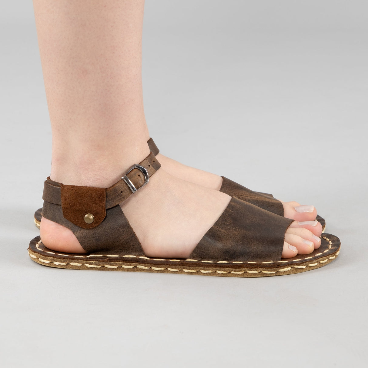 Coffee Opened Toe Barefoot Sandals from Atlantis Handmade Shoes