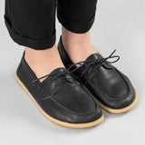 Women's Black Boat Shoes from Atlantis Handmade Shoes