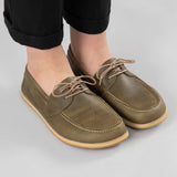 Women's Green Boat Shoes from Atlantis Handmade Shoes