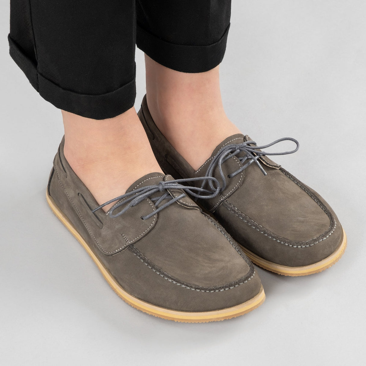 Men's Gray Boat Shoes from Atlantis Handmade Shoes