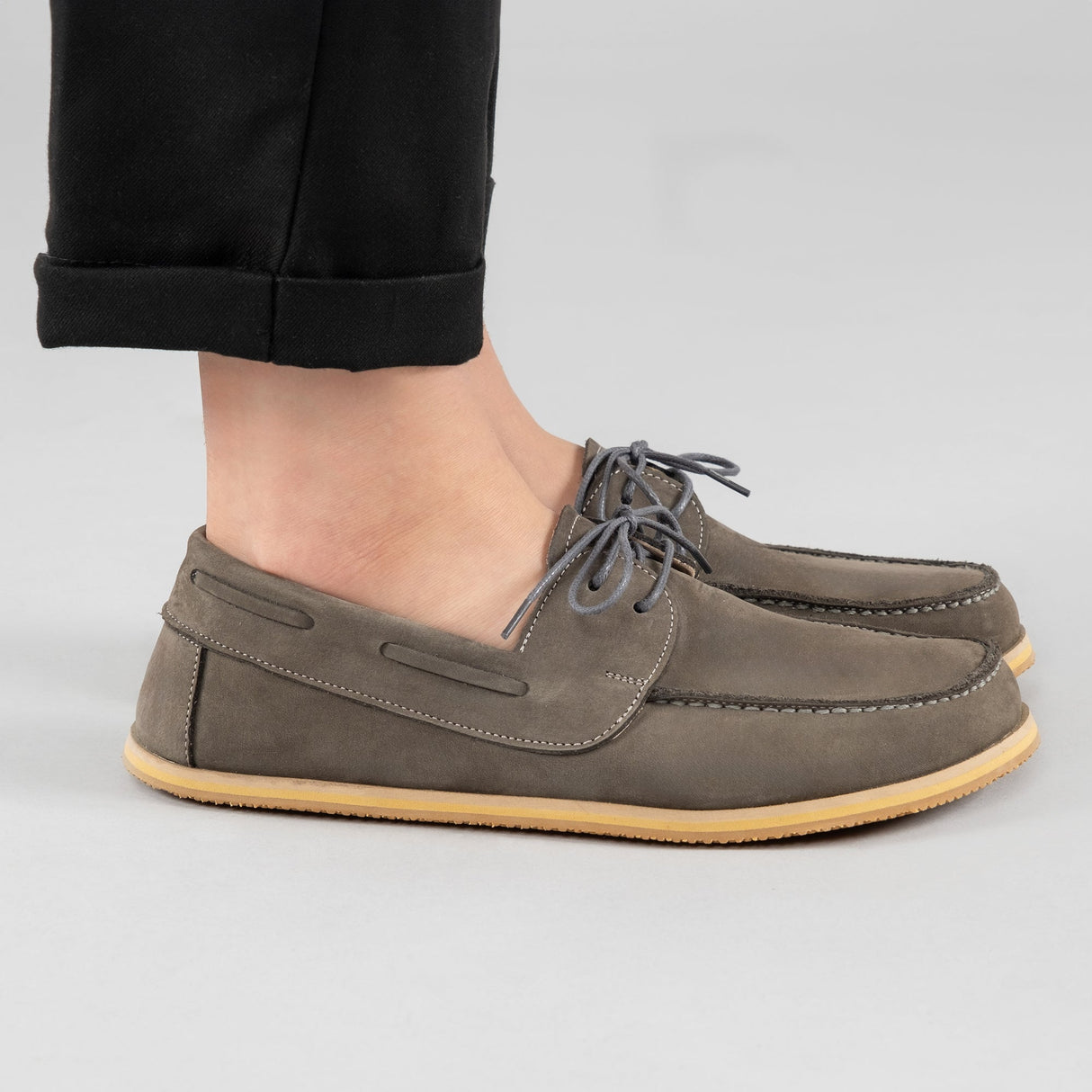 Men's Gray Boat Shoes from Atlantis Handmade Shoes