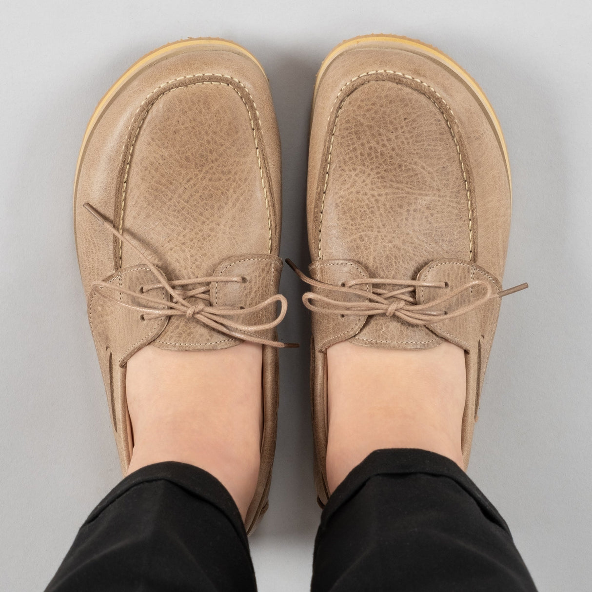 Women's Tan Boat Shoes from Atlantis Handmade Shoes