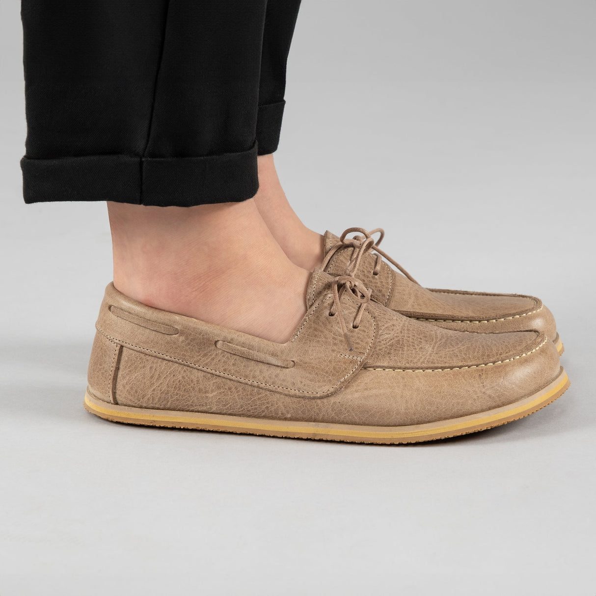 Men's Tan Boat Shoes from Atlantis Handmade Shoes