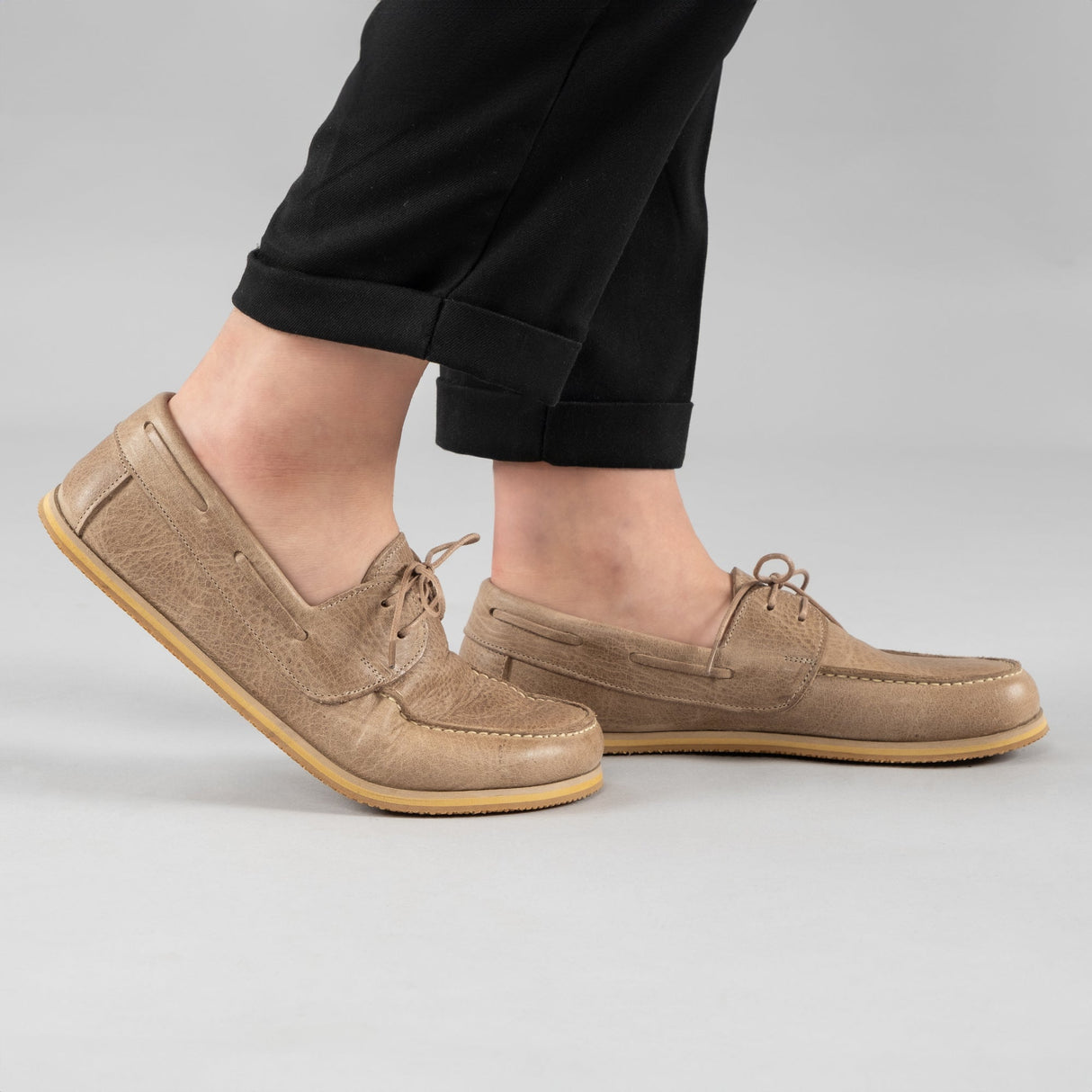 Men's Tan Boat Shoes from Atlantis Handmade Shoes