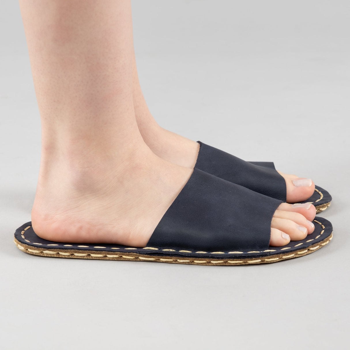 Blue Barefoot Slide Sandals from Atlantis Handmade Shoes