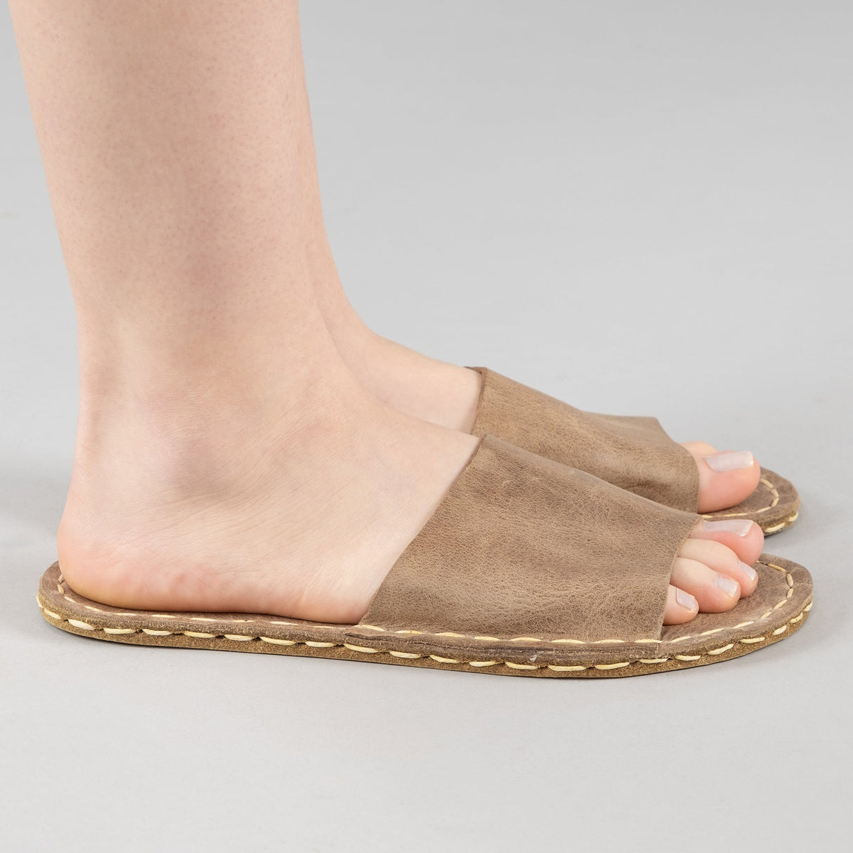 Tan Barefoot Slide Sandals from Atlantis Handmade Shoes
