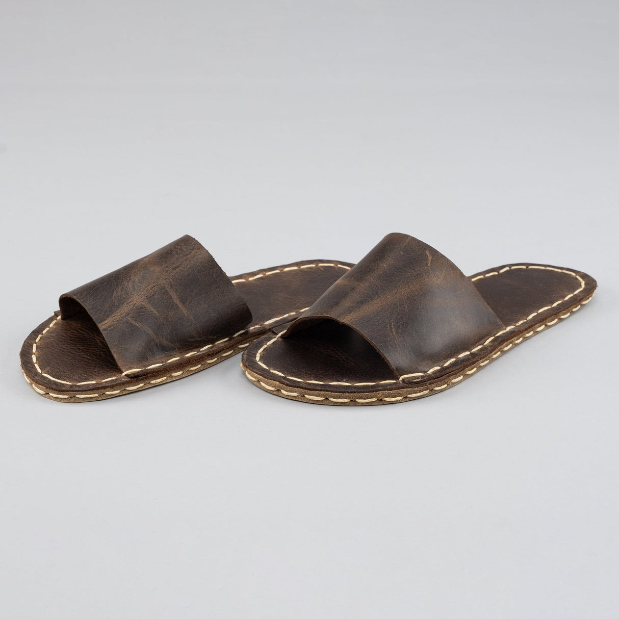 Coffee Barefoot Slide Sandals from Atlantis Handmade Shoes