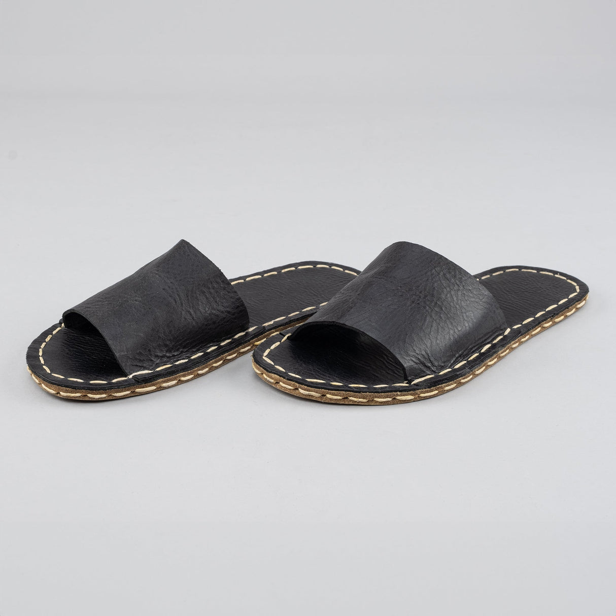 Black Barefoot Slide Sandals from Atlantis Handmade Shoes