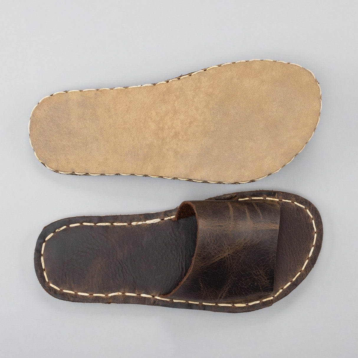 Coffee Barefoot Slide Sandals from Atlantis Handmade Shoes