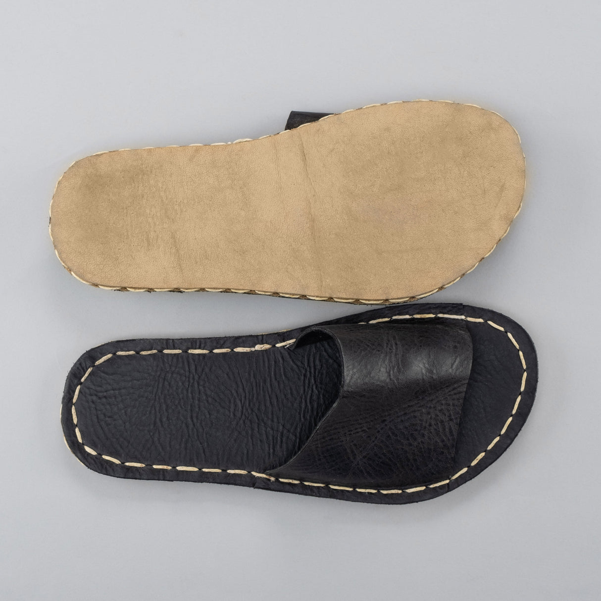 Black Barefoot Slide Sandals from Atlantis Handmade Shoes