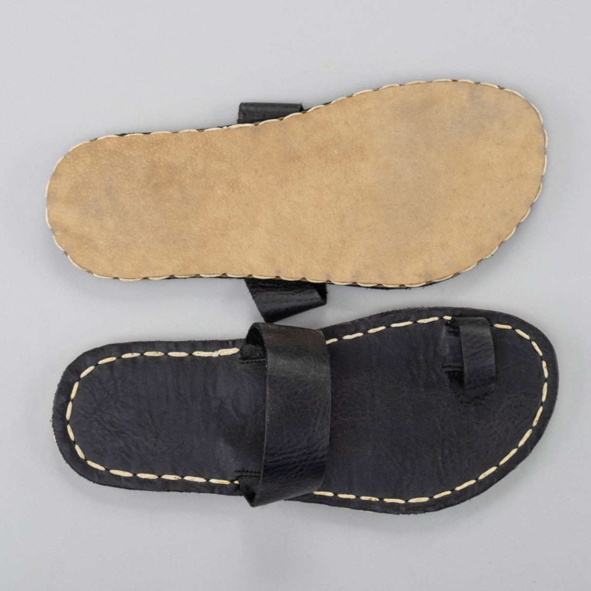 Black Barefoot Thong Sandals from Atlantis Handmade Shoes