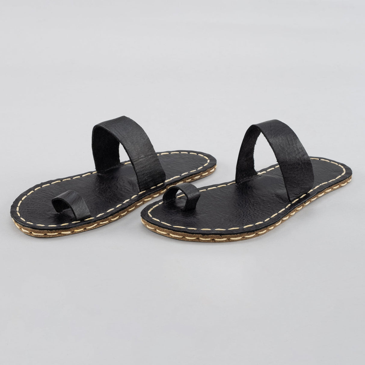Black Barefoot Thong Sandals from Atlantis Handmade Shoes