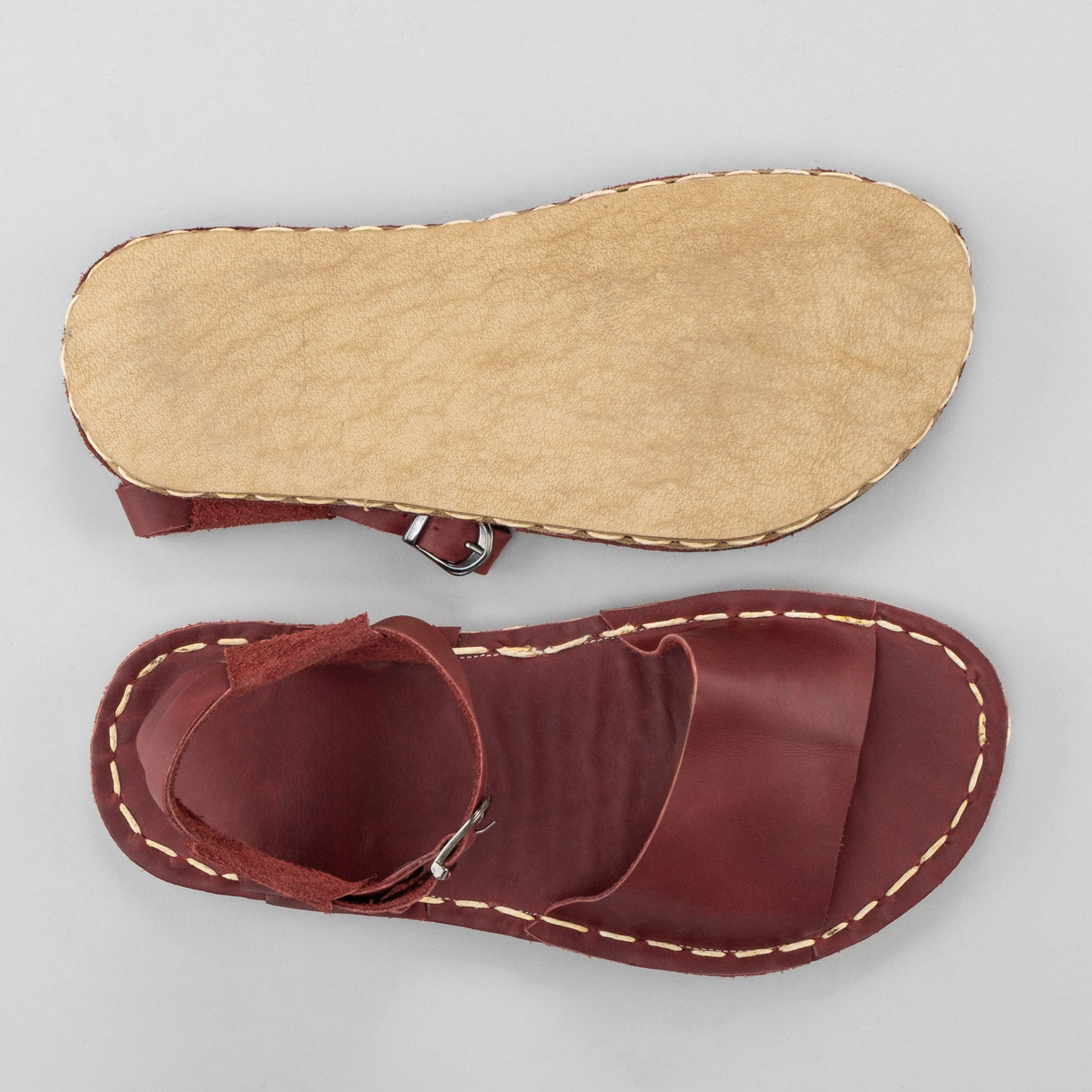 Red Opened Toe Barefoot Sandals from Atlantis Handmade Shoes